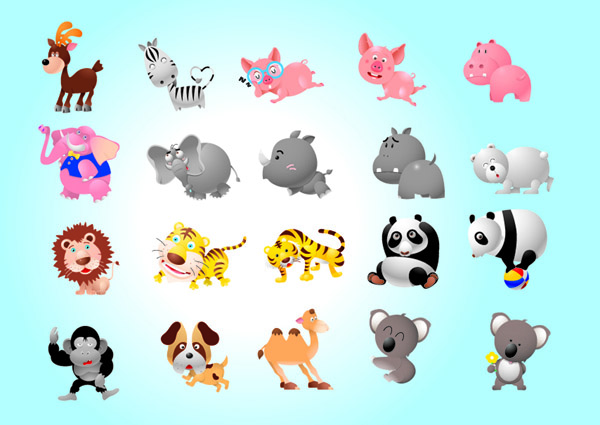 free vector A variety of super cute animals vector